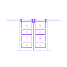Buildings Surface Mounted Doors Bi Parting Glass Horizontal 4 Panels Vinyl Svg File, Free Vectors File